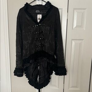 Elegant Black Ruffled Women's Jacket